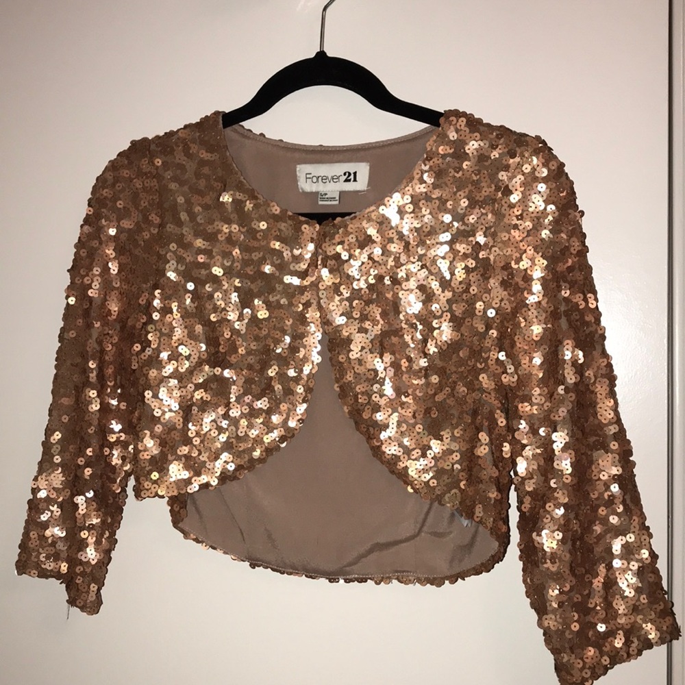 Forever 21 pink sequin bolero jacket size Small